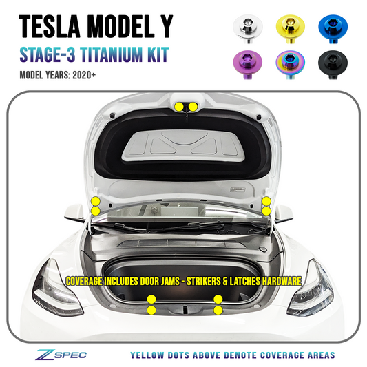 ZSPEC "Stage 3" Dress Up Bolts® Fastener Kit for the Tesla Model Y, Grade-5 Titanium