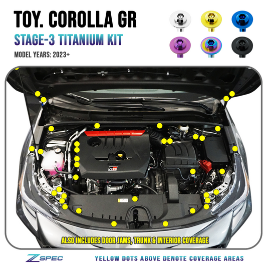 ZSPEC Stage-3 Dress Up Bolts® Fastener Kit for the GR Corolla, Titanium