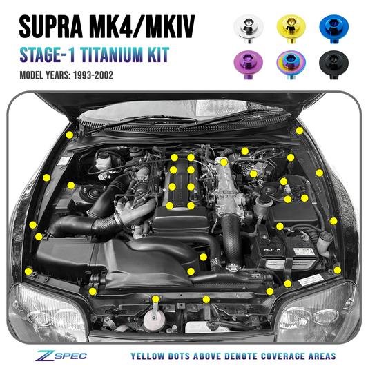 ZSPEC "Stage 1" Dress Up Bolts® Fastener Kit for '93-02 Toyota Supra MKIV, Titanium