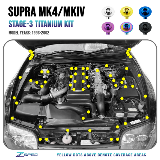 ZSPEC "Stage 3" Dress Up Bolts® Fastener Kit for '93-02 Toyota Supra MKIV, Titanium