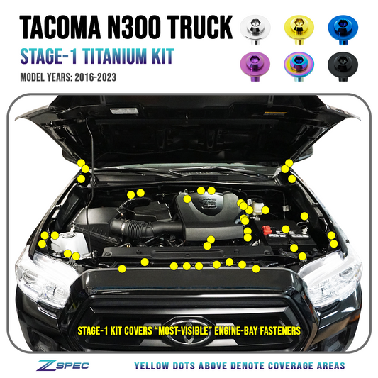 ZSPEC "Stage 1" Dress Up Bolts® Fastener Kit for '16-23 Toyota Tacoma N300, Titanium