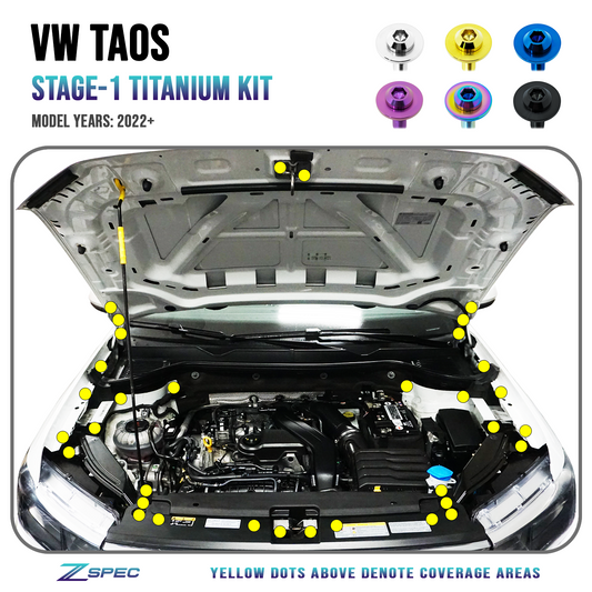 ZSPEC "Stage 1" Dress Up Bolts® Fastener Kit for '22+ VW Taos, Grade-5 Titanium