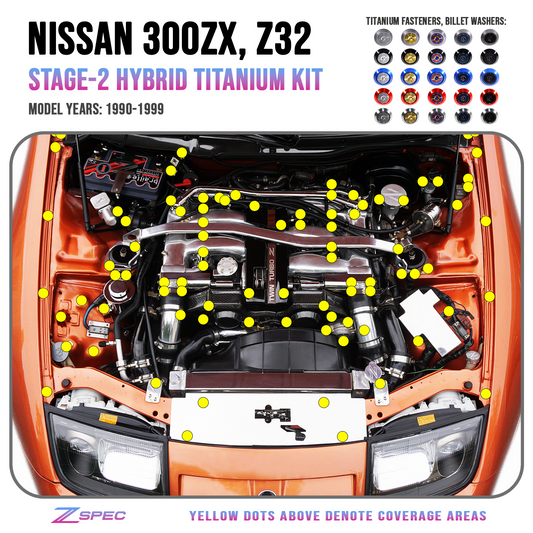 ZSPEC "Stage 2" Dress Up Bolts® Kit for Nissan 300zx Z32, Titanium & Billet