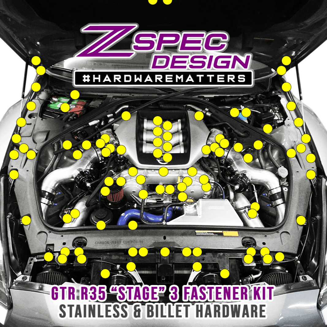 ZSPEC "Stage 3" Dress Up Bolts® Fastener Kit for '09-24 Nissan GTR (R35), Stainless & Billet