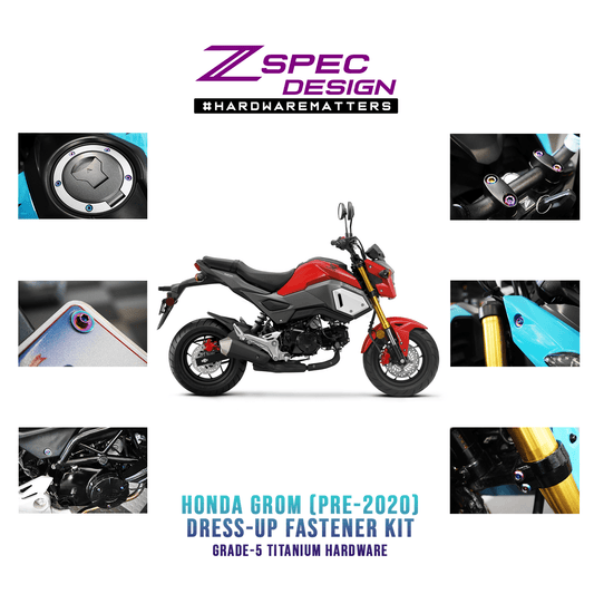 ZSPEC Dress-Up Bolts® Hardware Kit for the pre-2020 Honda Grom Platform, Titanium