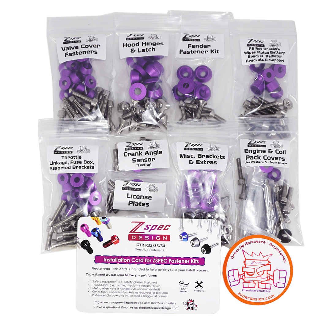 ZSPEC "Stage 3" Dress Up Bolts® Kit for Nissan Skyline GT-R/GTR R32/R33/R34, Stainless & Billet
