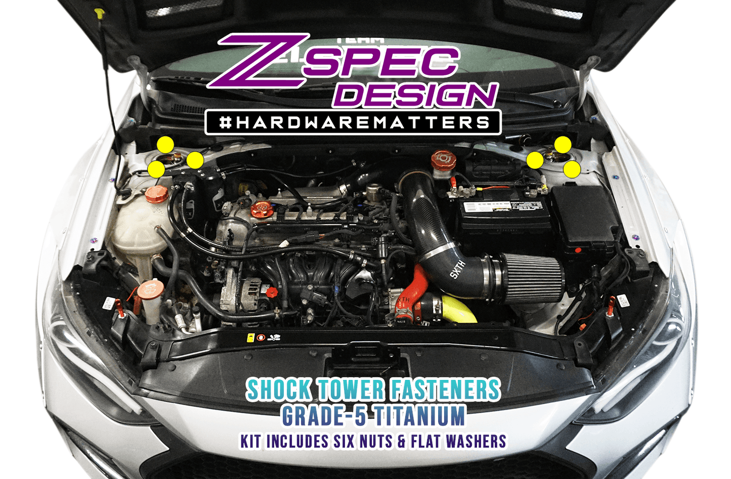 ZSPEC Shock Towers Dress Up Bolts® Fastener Kit for '17+ Hyundai Elantra, Titanium