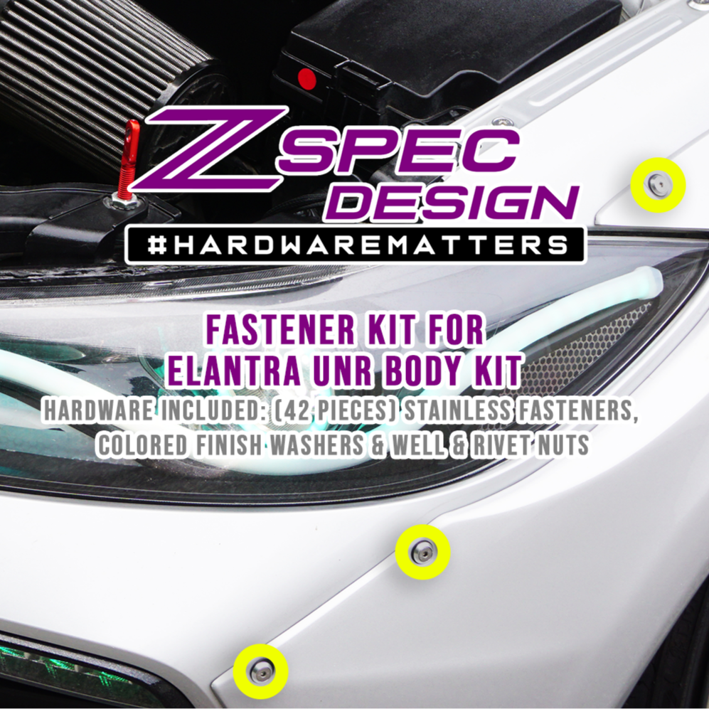 ZSPEC Body Kit Fastener Kit for the Hyundai Elantra UNR "Bolt-On" Body Kit, Stainless & Billet