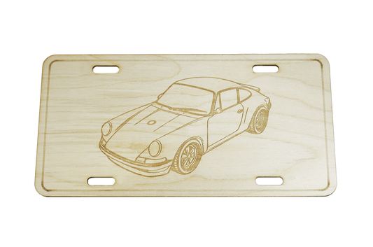 ZSPEC Classic Porsche 911 License Plate, Birch, Ornament for Office, Garage or Man-Cave