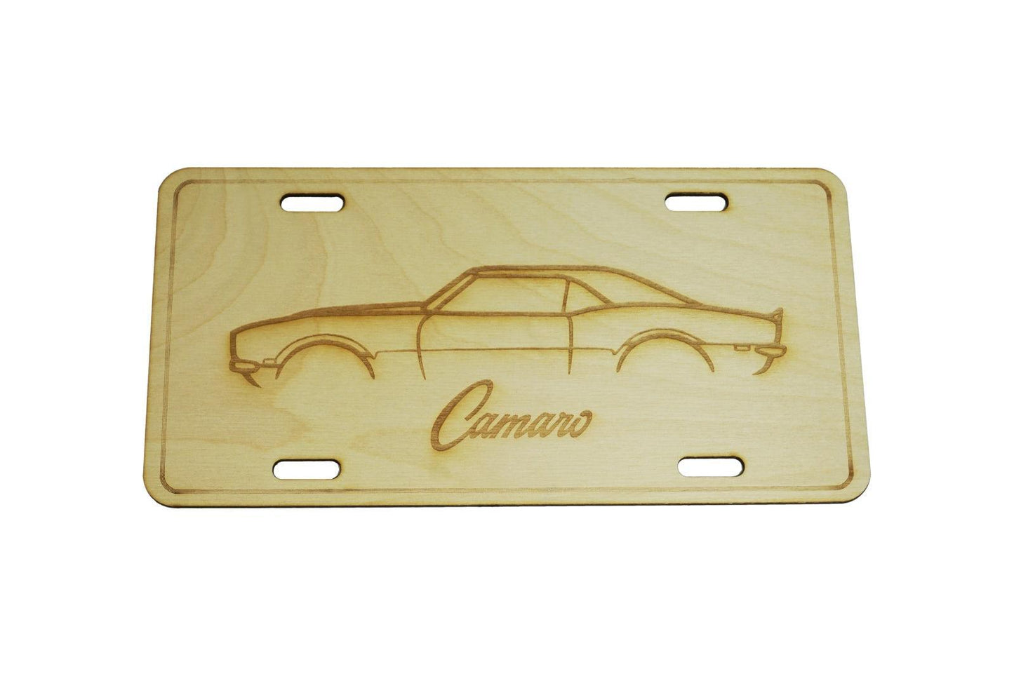 ZSPEC Classic Chevy Camaro SS Silhouette License Plate, Birch, Ornamental