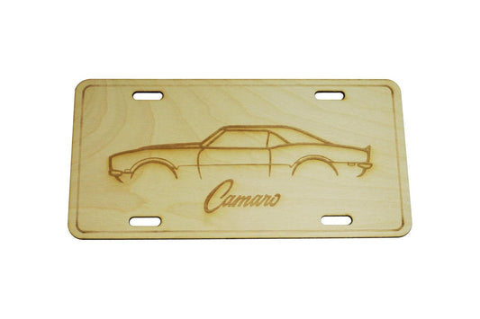 ZSPEC Classic Chevy Camaro SS Silhouette License Plate, Birch, Ornamental