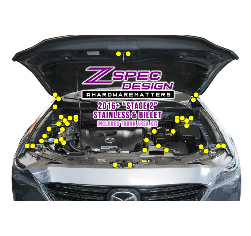 ZSPEC "Stage 2" Dress Up Bolts® Fastener Kit for '17-23 Mazda CX-5, Stainless & Billet