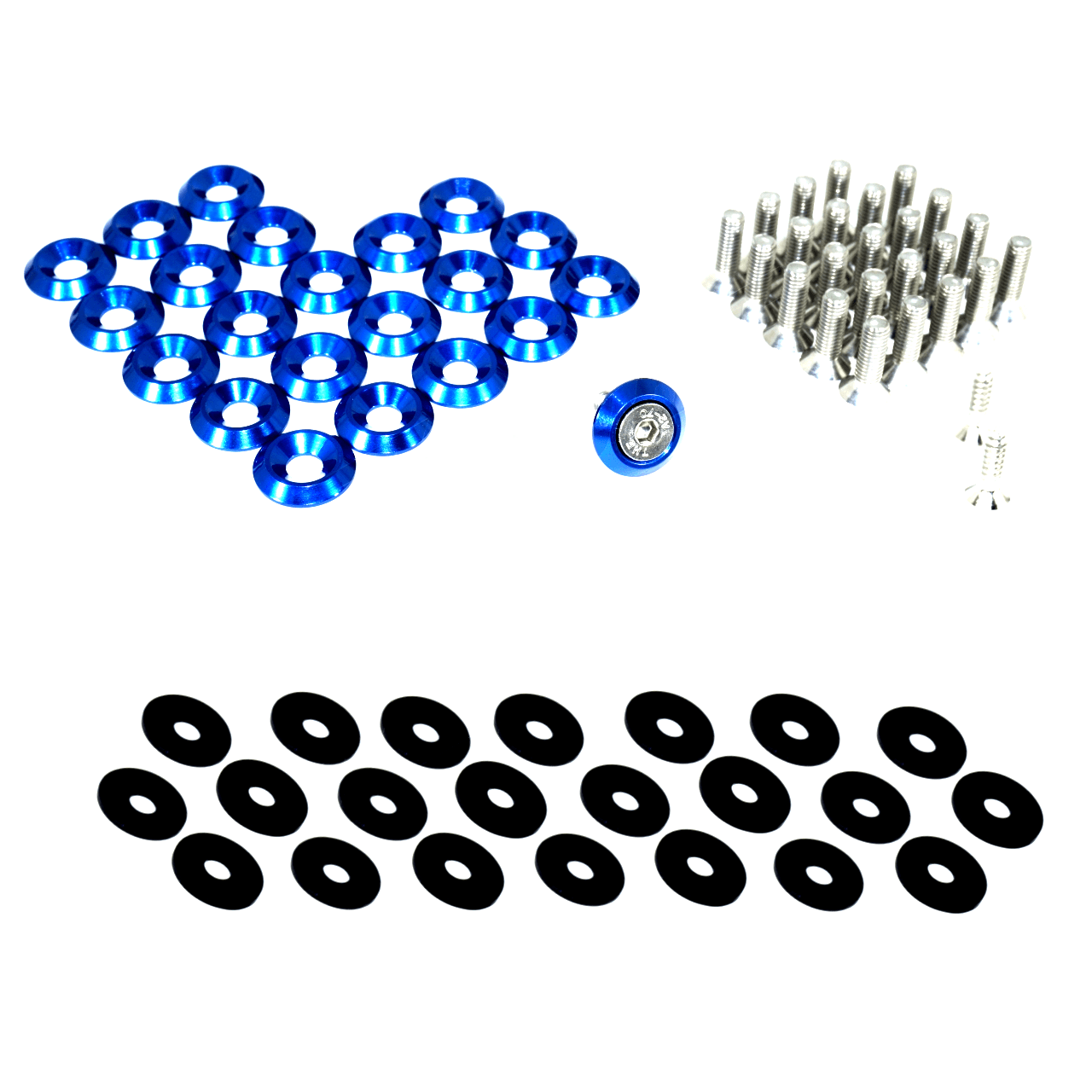 ZSPEC Fenders/Top-of-Bumper/Headlights Fasteners for 07-13 Mitsubishi Lancer EVO X 10, Stainless & Billet