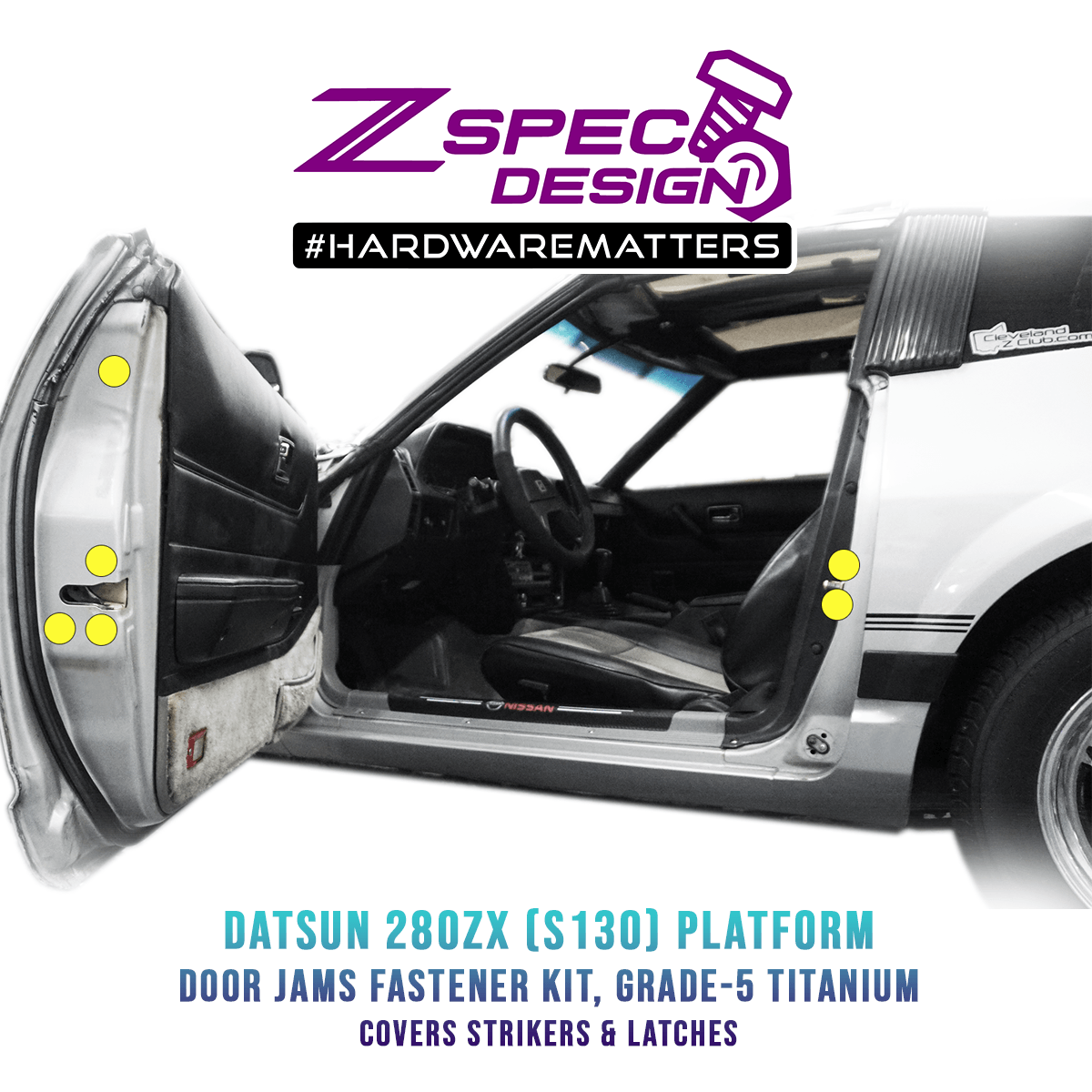 ZSPEC Dress Up Bolts® Fastener Kit, Door Jams Area for Datsun 280zx S130, Titanium