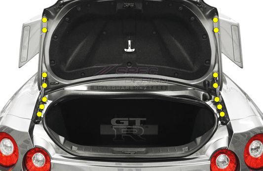 ZSPEC Trunk Area Dress Up Bolts® Fastener Kit for '09-23 Nissan GTR (R35), Titanium