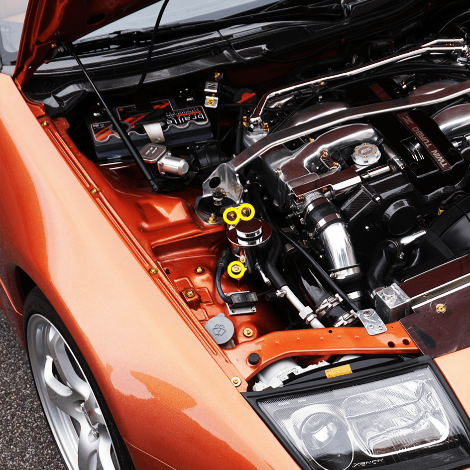 ZSPEC Power Steering Reservoir Fasteners for '90-96 Nissan 300zx Z32, Titanium