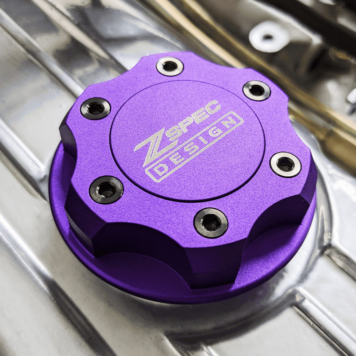 ZSPEC Billet Oil Filler Cap for Nissan/Infiniti/Datsun, Purple Cap w/ Titanium Accents