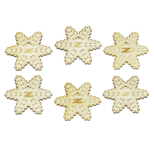 ZSPEC Laser-Engraved Wood Ornaments, Set of Six Nissan Z-Snowflakes, 3.75"
