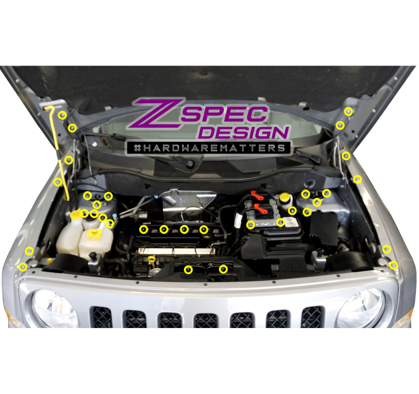 ZSPEC "Stage 2" Dress Up Bolts® Fastener Kit for Jeep Patriot & Compass, Stainless & Billet