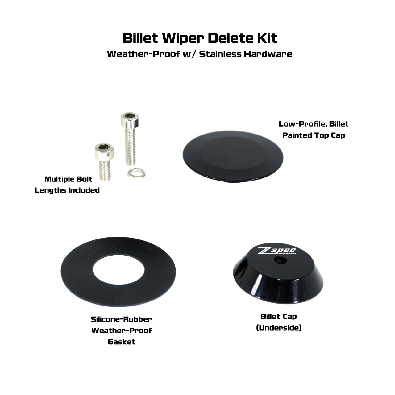 ZSPEC 44mm Rear Wiper Hole-Cover/Cap/Plug, Weatherproof, fits GR Corolla, Black